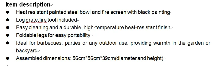 22 Inches Portable Foldable Outdoor Burning Fire Pit 3 Legs Folding 