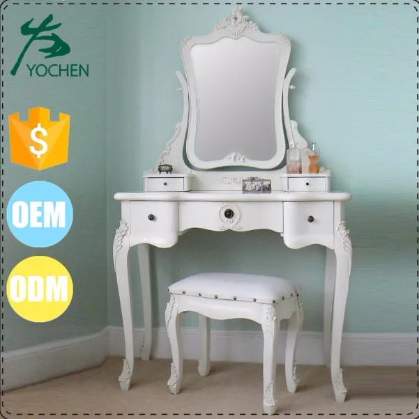 White Gloss Modern Mirror Furniture Girl Dressing Table Design