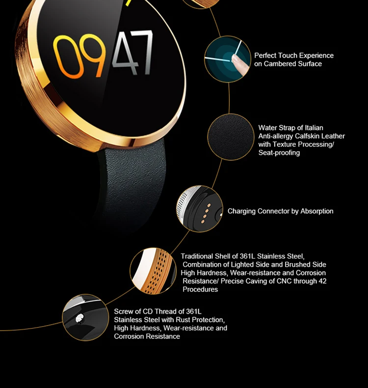 Heart rate monitor leather health smart watch intelligent sport bracelet manufacturer