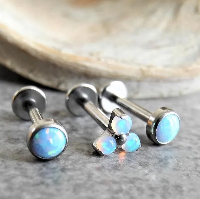 Astm F136 Titanium Body Jewelry Internally Thread Labret Body Piercing Jewelry With Prong Set