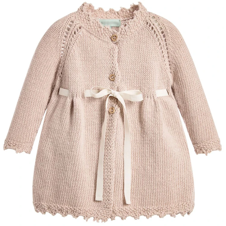 girls pink long cardigan-1