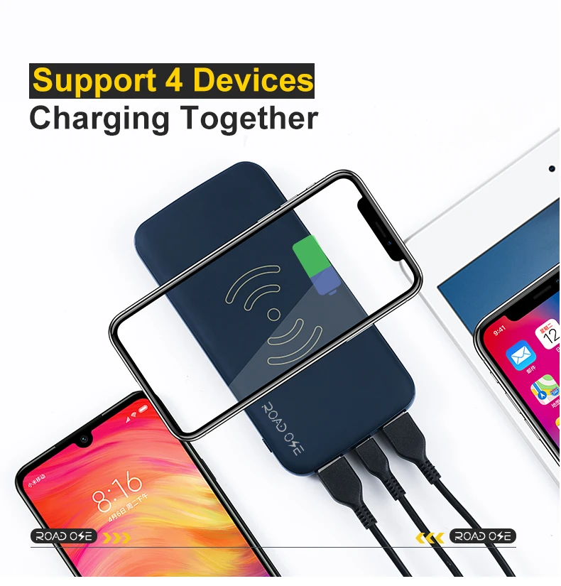 Dual Usb Outputs Qi Standard Mobile Power Bank 10000mah Wireless Charger - ANKUX.COM