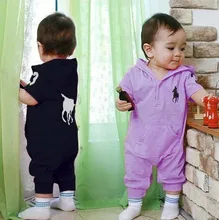 Retail 2015 Baby Polo Romper baby One Piece romper with hat Hooded short sleeve boy girl