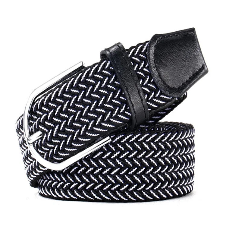 Men Casual Multi Color Braided Elastic Belt With Alloy Pin Buckle - Buy ...