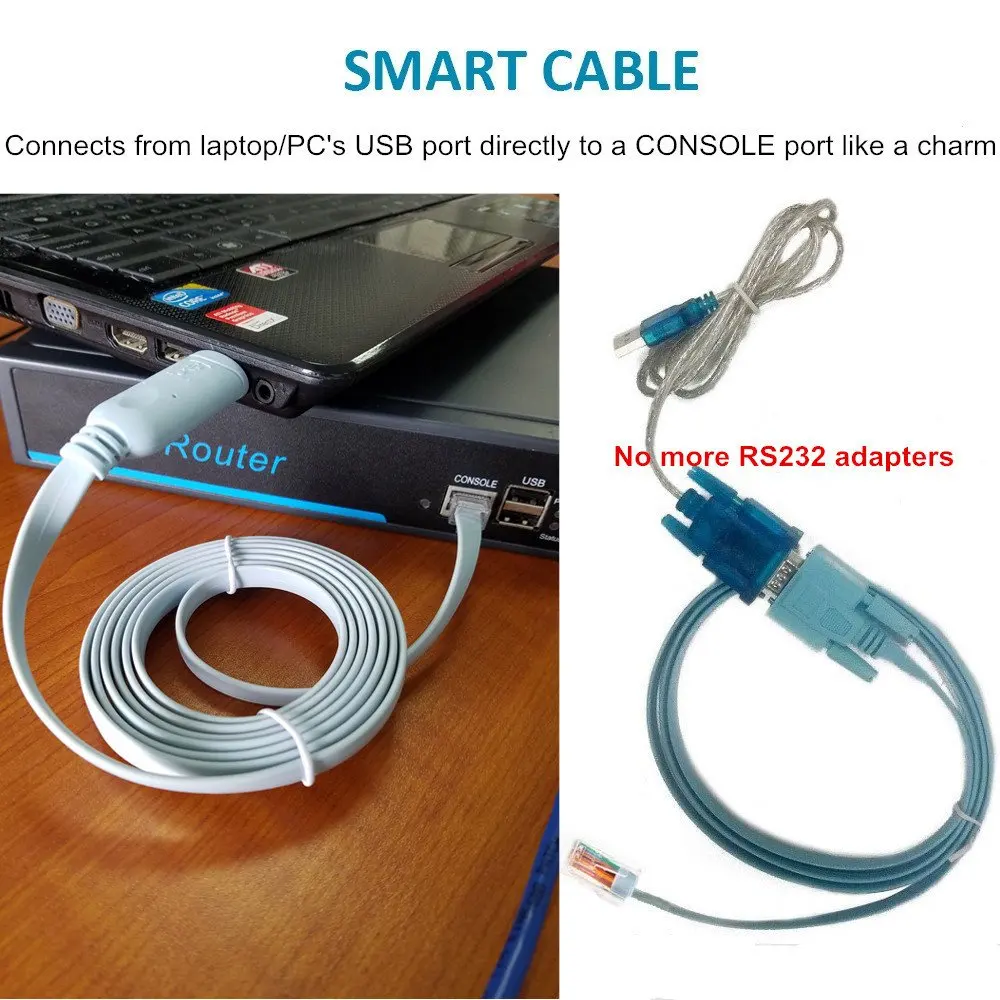 High Compatible WIN10 Plug and Play FTDI FT232RL USB C RS232  to RJ45 Serial Adapter Console Cable