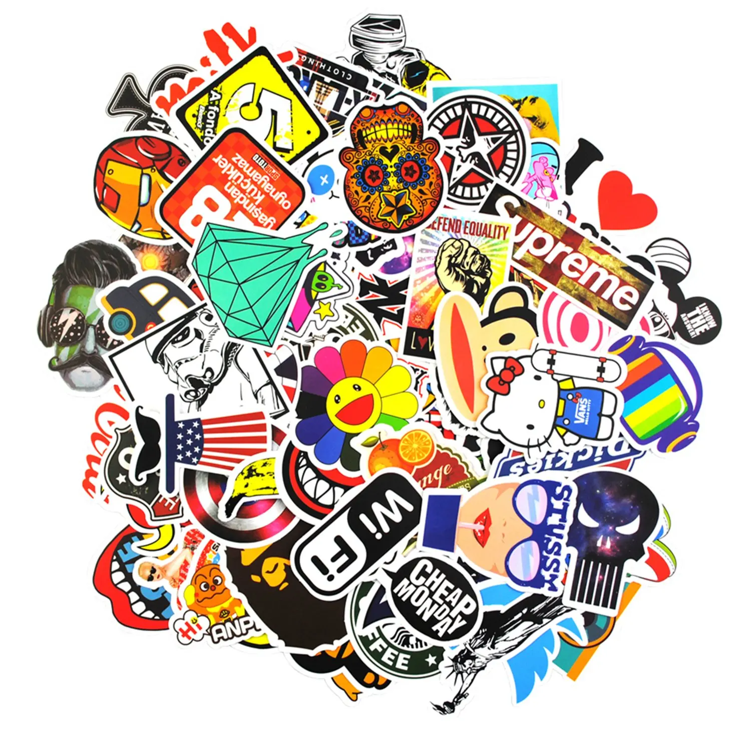Sanmatic RipNDip Stickers Pack Sticker Graffiti Skateboard Stickers Laptop Cartoon Luggage Decal 50pcs