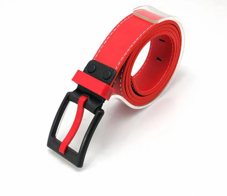 Prevent Metal Allergy Unisex Color Leather Belt With Plastic Buckle ...