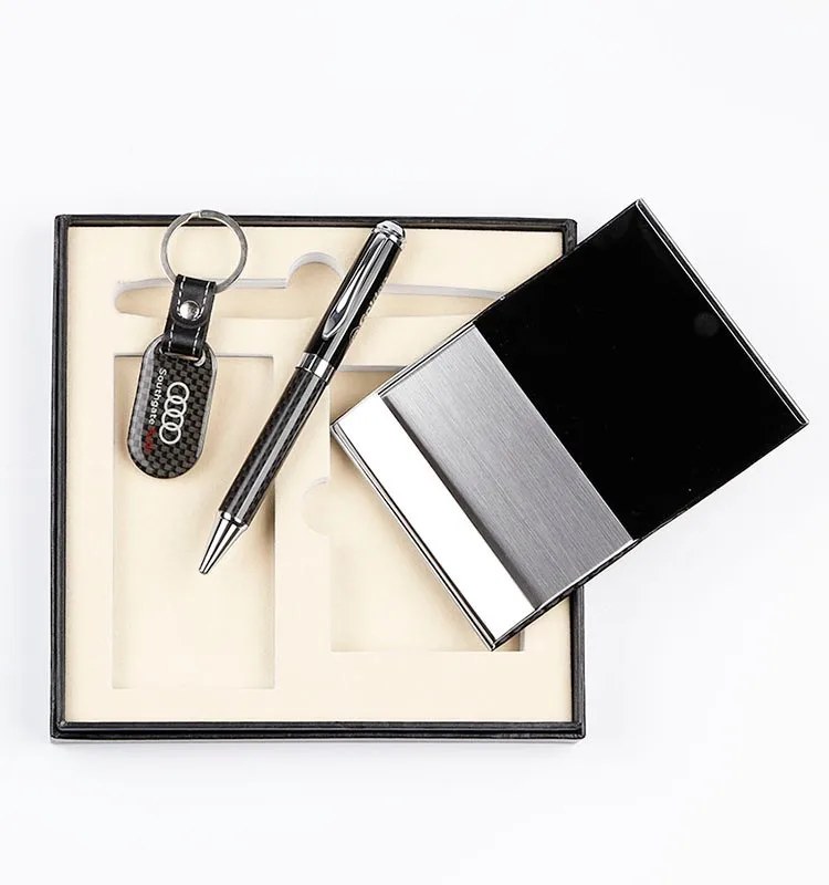 Custom Logo Carbon Fiber Pen Card Holder Key Chain