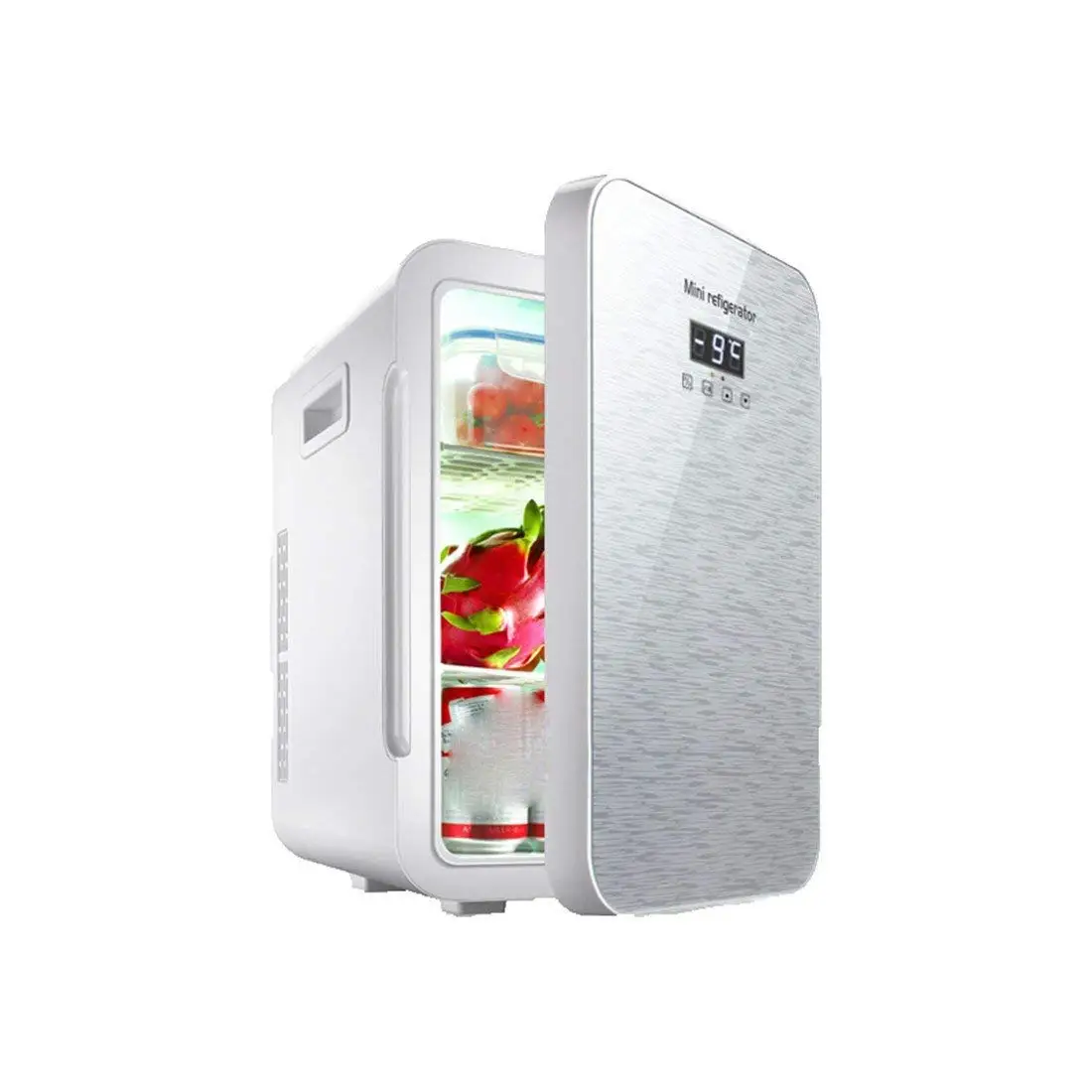 STAZSX Refrigeration refrigerator car small refrigerator mini car refrigerator single door refrigerator refrigeration/heating refrigerator, silver 22L-45X34X29cm