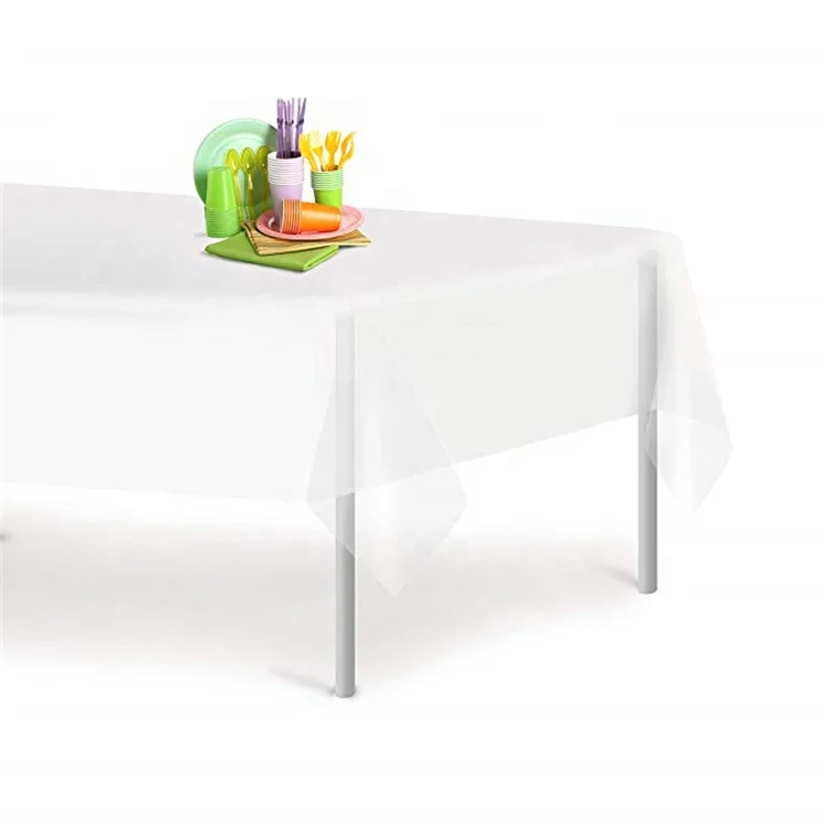 White Party Biodegradable Plastic Tablecloths Disposable Table Cloths