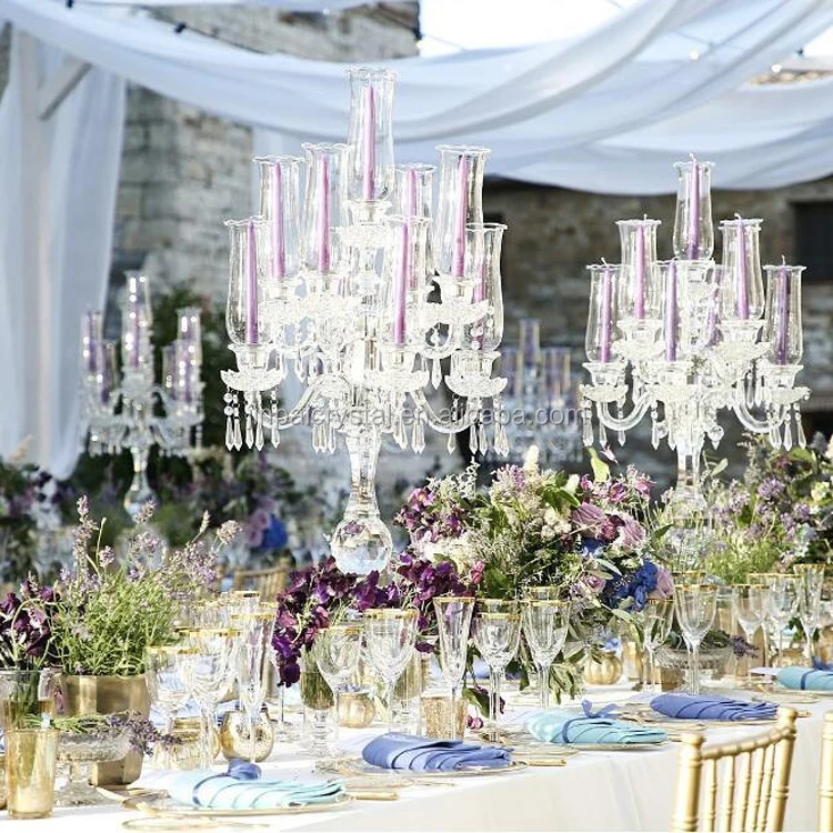 Hurricane Crystal Candelabra Wedding Centerpieces 9 Arms Crystal