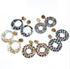 fashion women jewelry circle round resin drop earrings leopard snake tortoise shell color statement earrings with clips