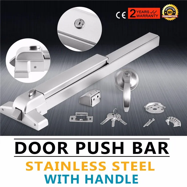 Door Push Bar Handles With Exterior Lever Emergency Lock Stainless