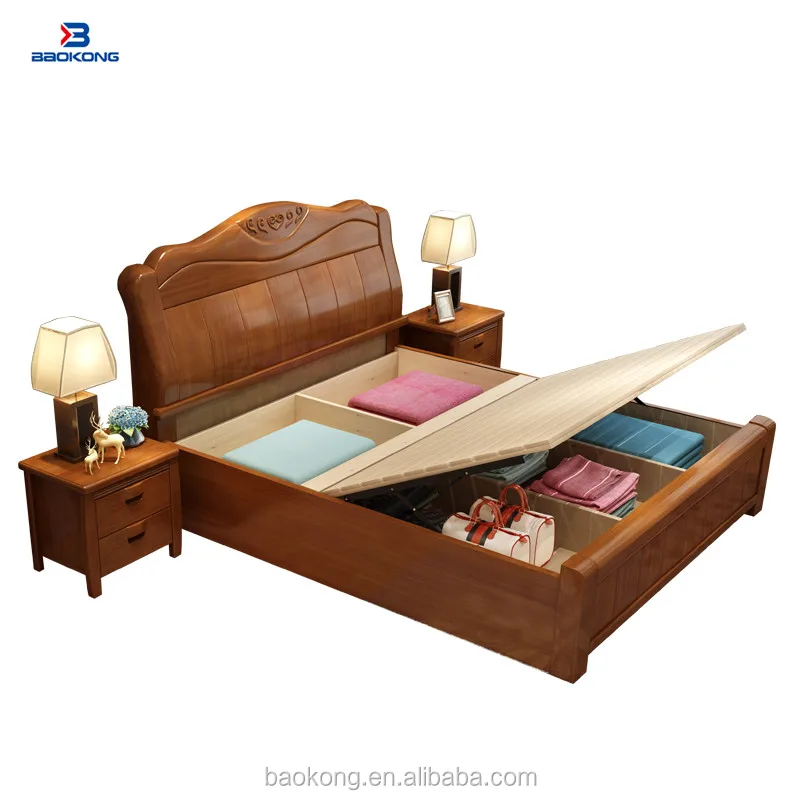Wooden Double Bed With Hydraulic Buy Wood Double Bed