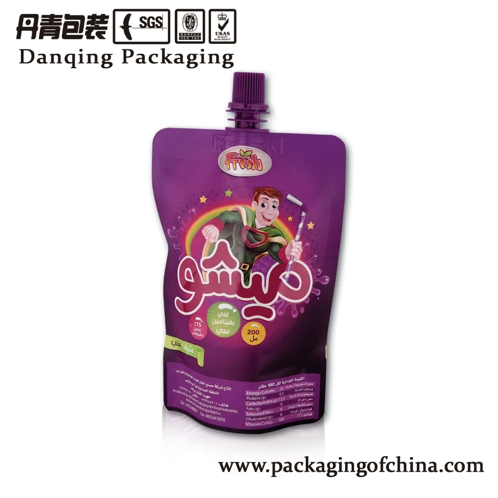 High Quality Shape pouch With Handle For Fruit Juice Packaging Doypack  with spout