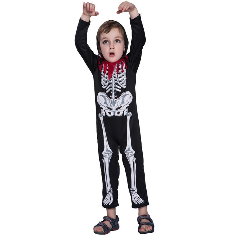 Fantast Kids Children Boys Halloween Skeleton Bones Cosplay Costumes ...
