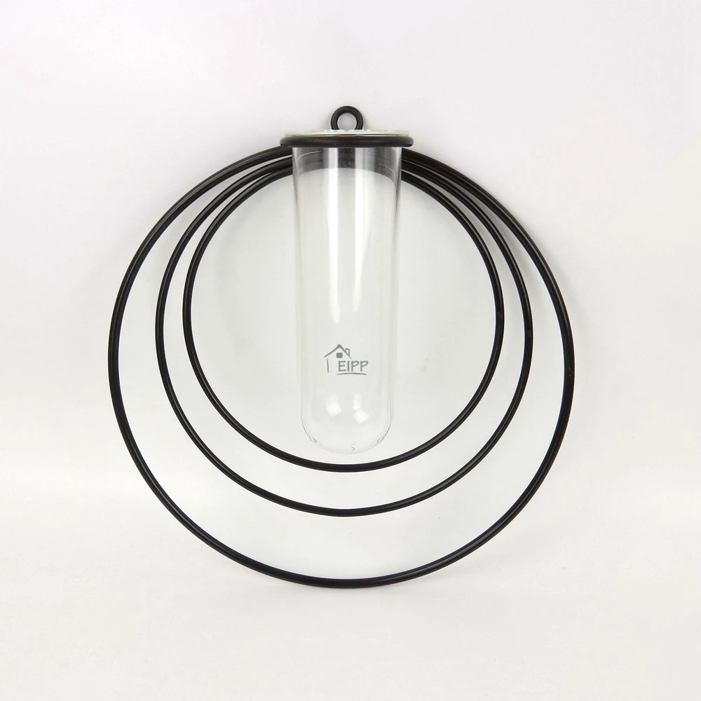 Hexagon Metal Frame Hydroponic Test Tubes Hanging Vases Glass Tube