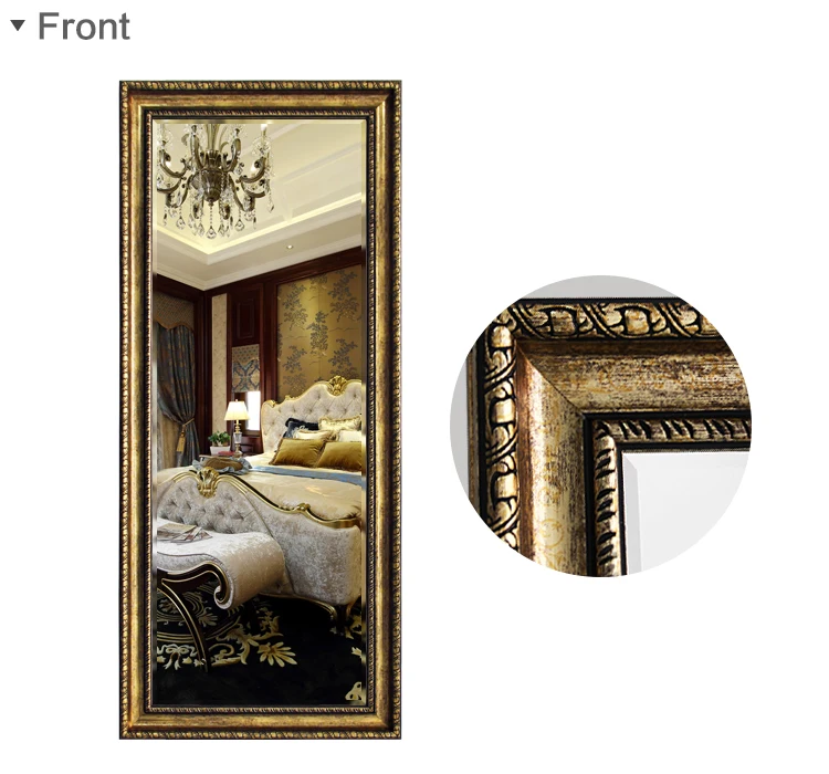 European Antique Style Plastic Frame Rectangle Full Length Wall Mirror