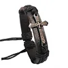 Wholesale Adjustable Handmade Leather Jewelry Retro Scriptures Cross Bracelet