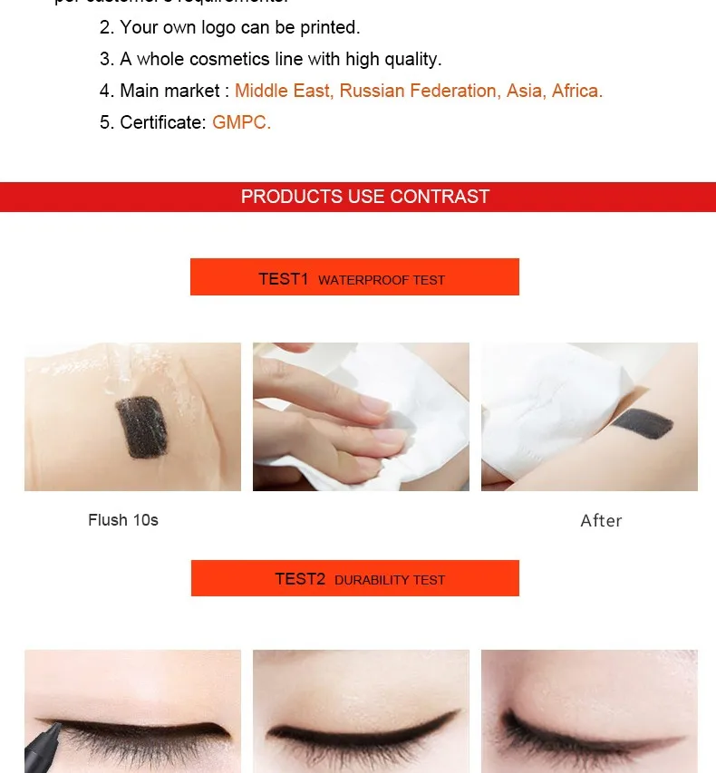OEM private label makeup black eye liner pencil waterproof longlasting liquid gel eyeliner stamp