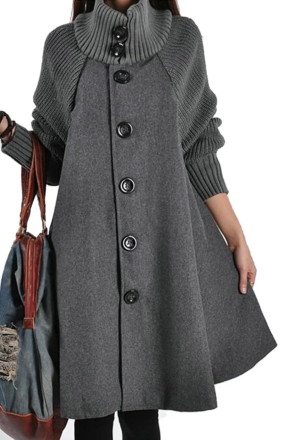Nanquan Men Outwear Phocho Cape Cloak Hoodie Cardigan Open Front Long Coat