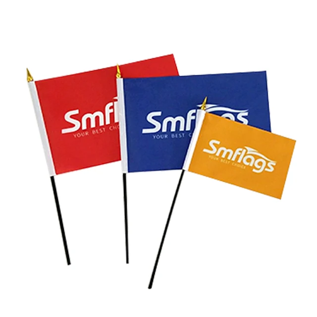 定制图案印有塑料棒的欢呼聚酯手旗