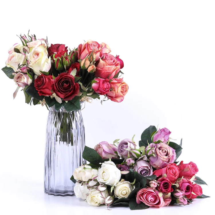 High Quality Artificial Flower English Rose Bouquet Silk Artificial