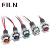 FILN 14mm 12V 24V 220v concave indicator light led signal lamp blue green white metal indicator light with cable