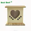 Wood pet memorial urn casket with animal picture for dog and cat ash storage