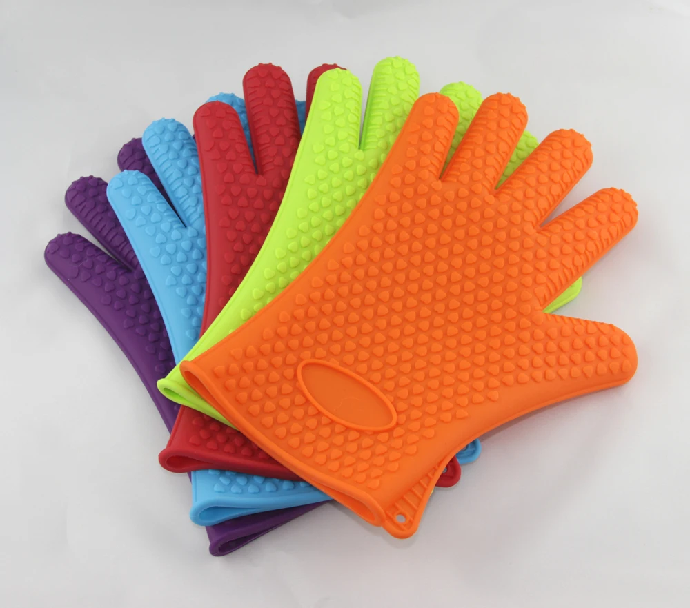 Drop Shipping Silicone Cooking Gloves Heat Resistant Oven Mitt For Grilling Kitchen Bbq Safe 0649