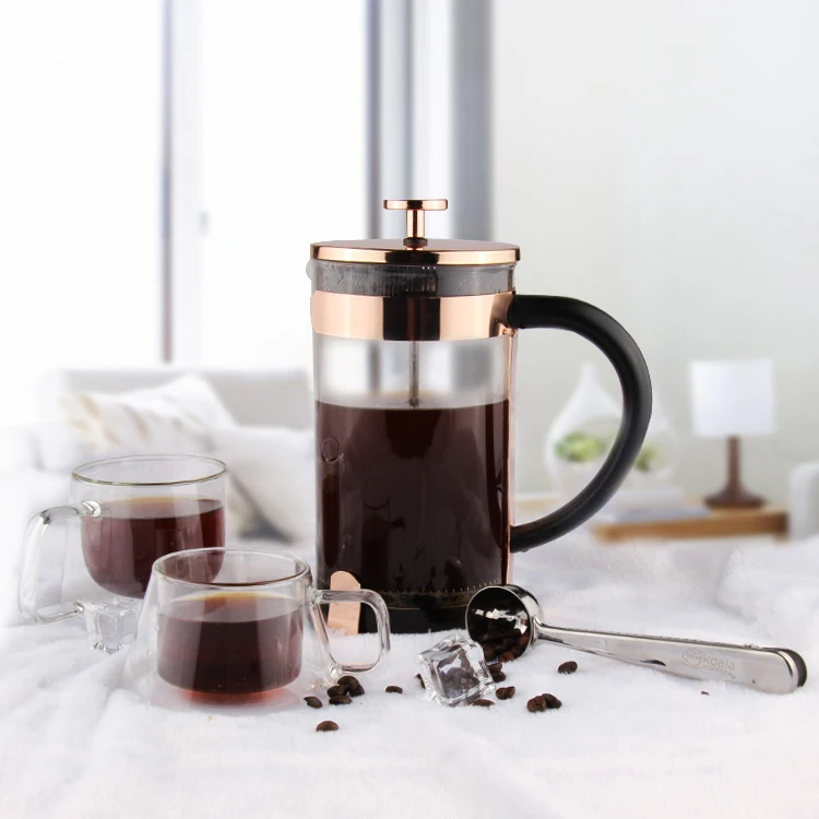 French Press Borosilicate Glass Coffee Pot Rose Gold Coffee Plunger