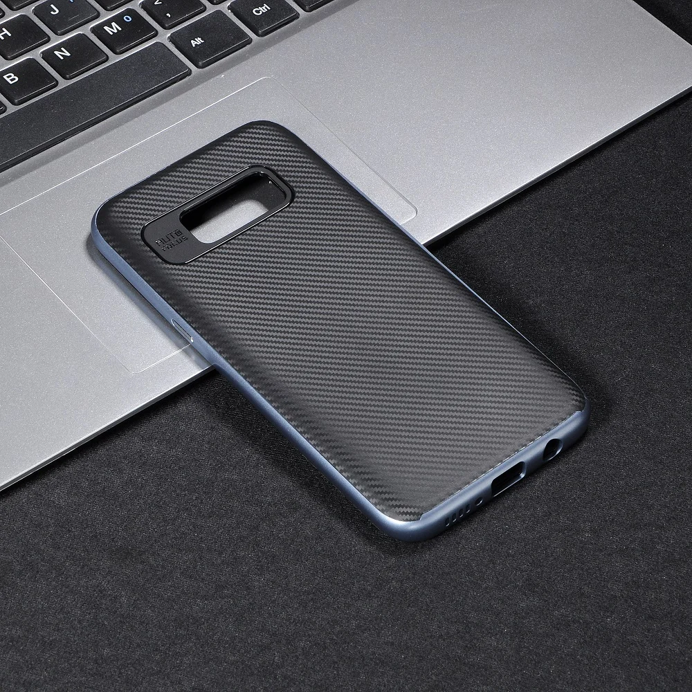 2 IN 1 Carbon Fiber TPU+PC Back Cover Case For Samsung Galaxy S8