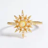 Fashion women gold vermeil jewellery sun star 925 silver australian opal ring