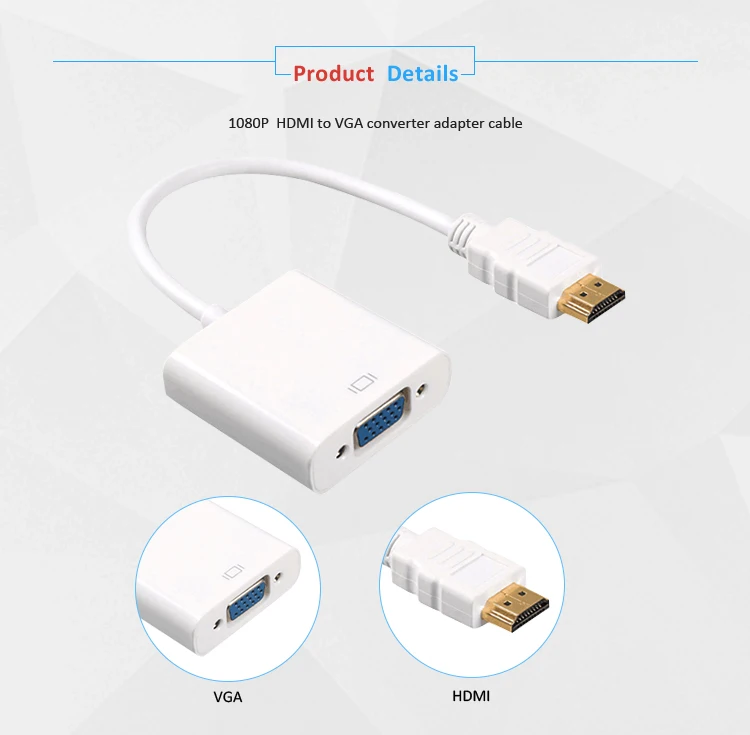 High Quality Male To Female 1080p Hdmi To Vga Adapter Converter Digital