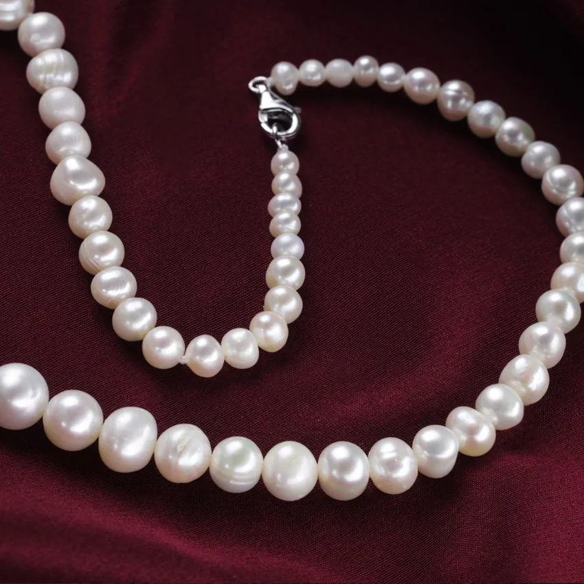 Simple Pearl Necklace Graduated Pearl Necklace 4-9mm Aa Off Round Pearl ...