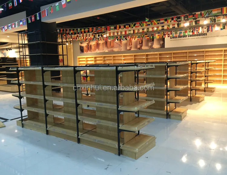 2018 Supermarket Wooden Gondola Shelving Retail Shop Design Gondola Display Shelf Buy Retail