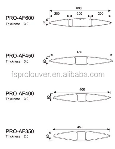 Horizontal Fixed sun louver Architectural Aerofoil profile aluminum louver for window sunshade