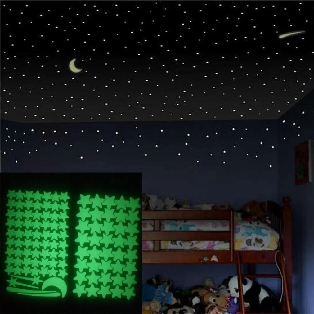 Kids Room Decor, Rumas Glow Star 103Pcs Star Moon Luminous Wall Stickers