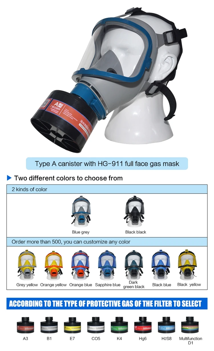 Haigu 800 Spherical Full Cover +hgabs/pa2 Black Filter Phosgene