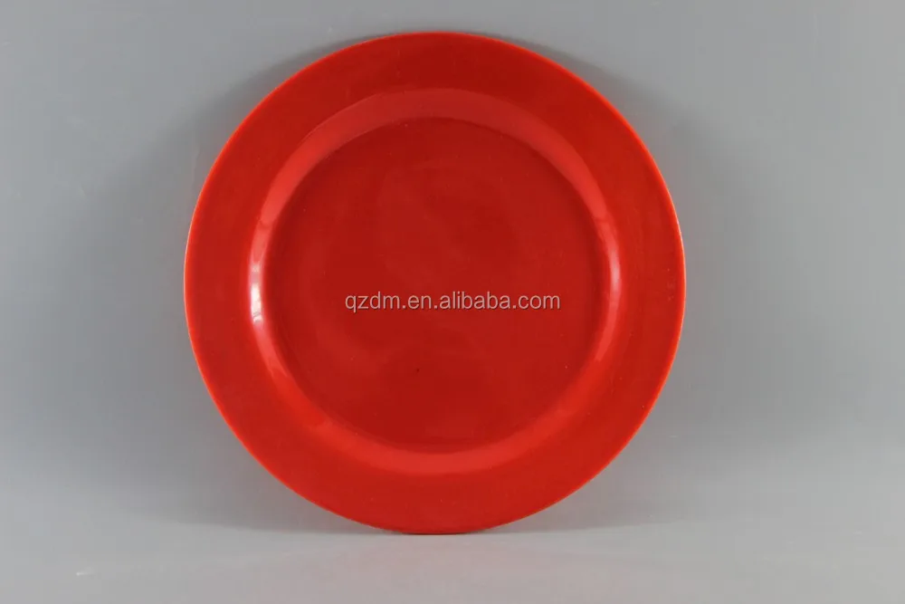 Red Plastic Plate Solid Melamine Round Dish For Promotion Gift