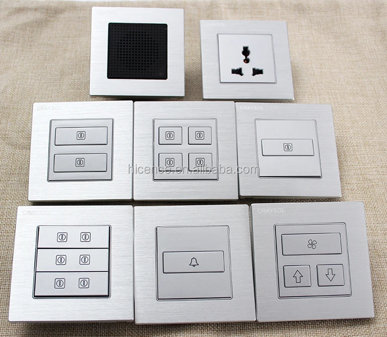 5v Dry Contact Soft Touch 6 Gang Silver Brushed Aluminium Light Switch