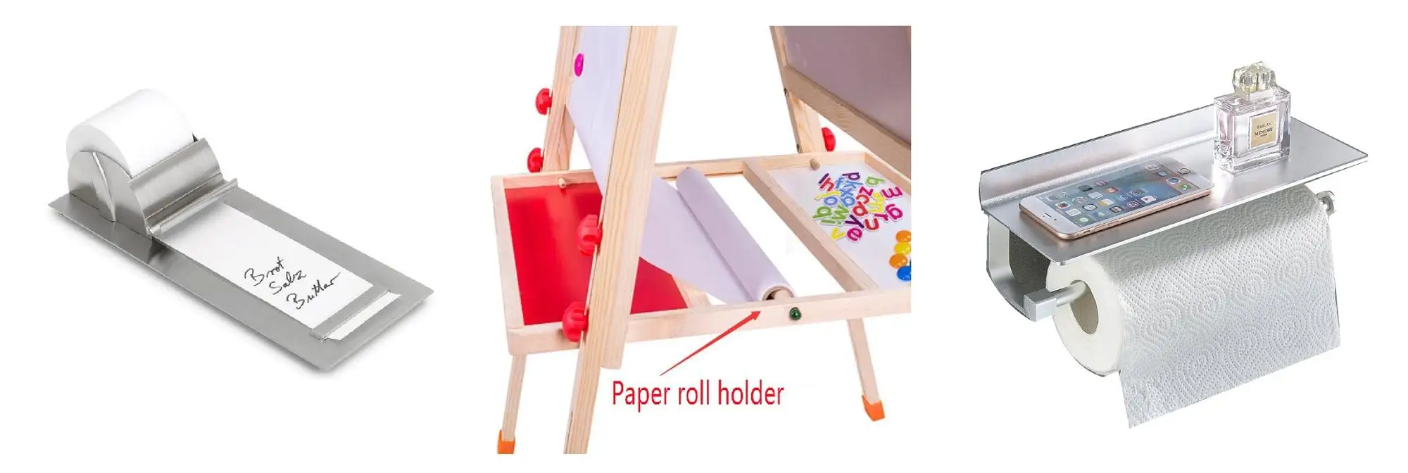 Grey Heavy Steel  and Wood Paper Cutter Roll Holder Dispenser