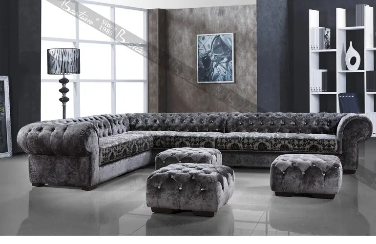 Modern Fabric Sofa Hot Sell Tufted Sofa With Crystal Button Buy