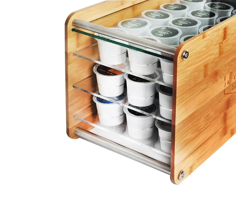 Bamboo 48 Kcup Holder Organizer Storage Box Stand K Cup 3 Clear