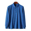 Employee Uniform Plain Blue Long Sleeve Pique Cotton Corporate Polo T-shirt
