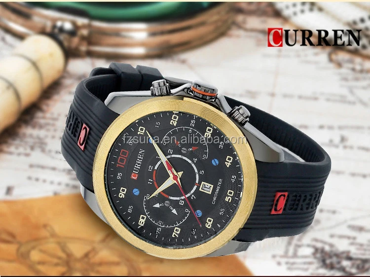 Hot Curren 8166 Men's Fashion Casual Watches French Luxury Brand