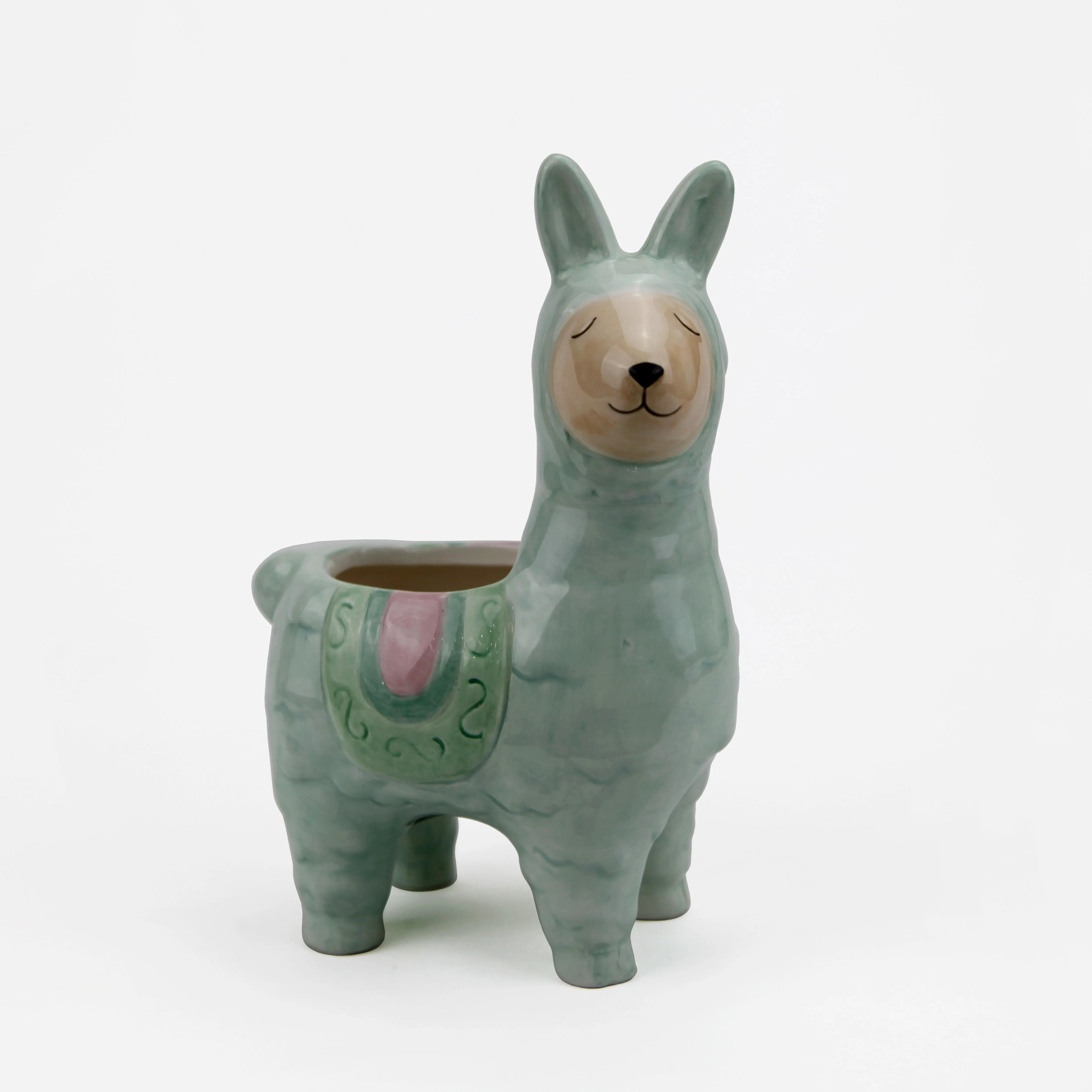 ceramic llama faux succulent planter home