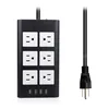 Power add 6-Outlet Power Strip 2 Meter Heavy Duty Extension Cord with 4 USB Charging Ports, Black/white