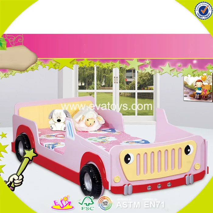 2018 Wholesale Children Wooden Car Bed Double High Quality Kids Wooden