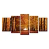 5 Panels Autumn Forest Picture Large Modern Gallery Wrapped Canvas Print Landscape Oil Paintings for Home Office School Decor